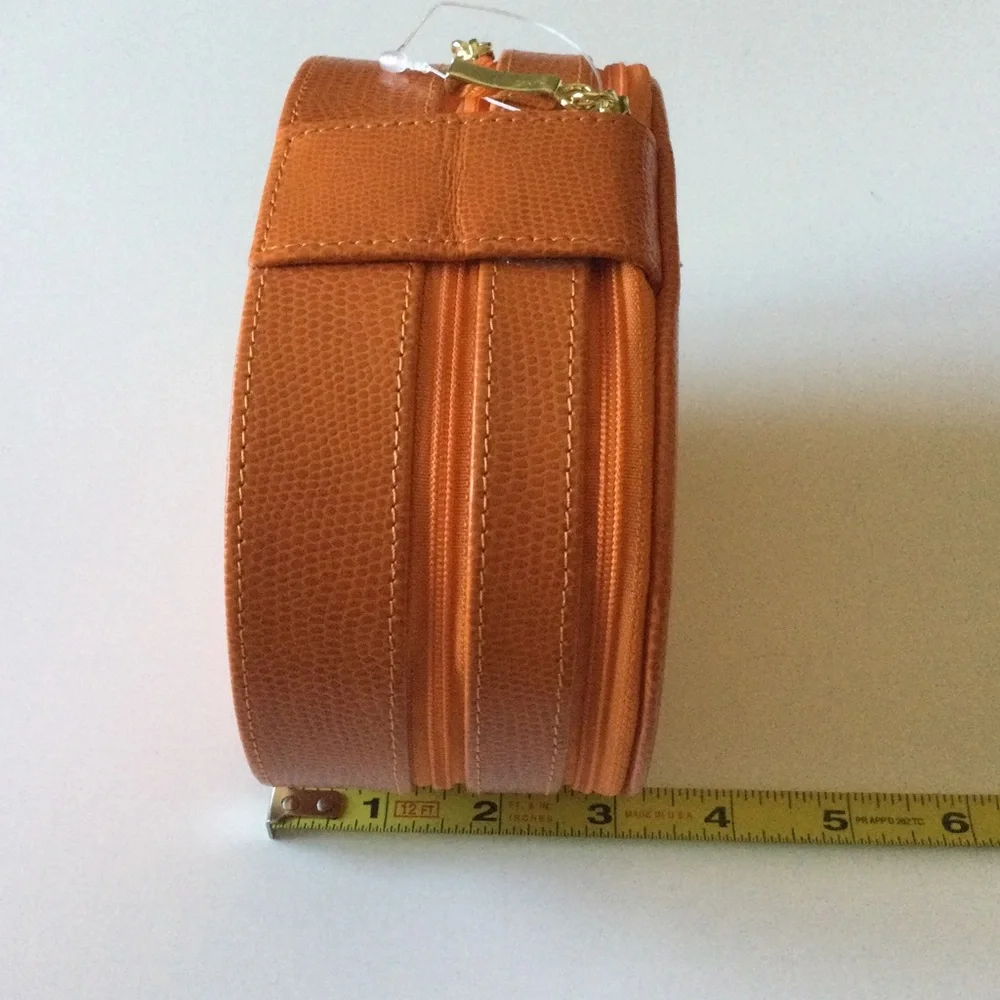 BEY-BERK LIZARD EMBOSSED LEATHER 2 LEVEL JEWELRY BOX CASE ORANGE NWOT